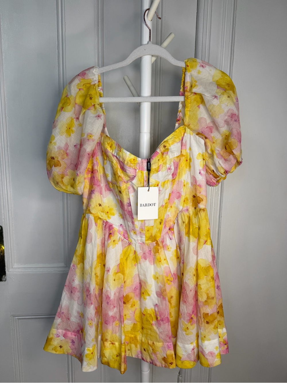 BARDOT
Kiah Floral Print Corset Puff Sleeve Minidress In Pink - Picture 7 of 9